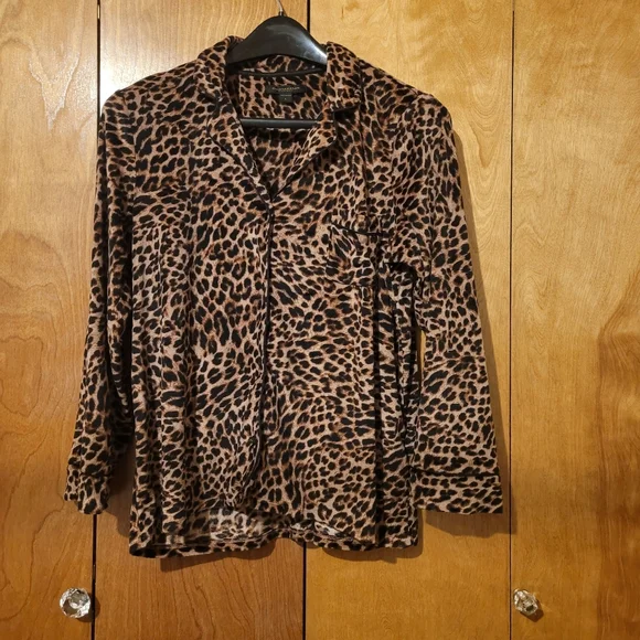 Donna Karan pajama set velour leopard print Size Large - Picture 5 of 13